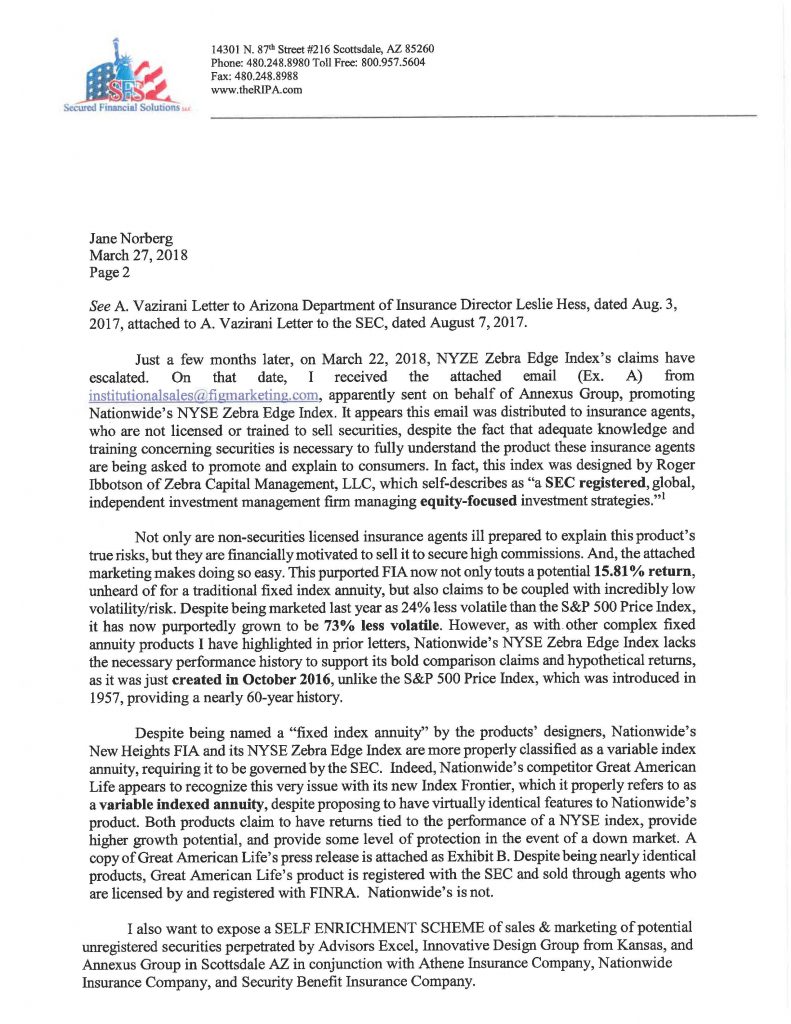 Anil Vazirani, SEC, Nationwide NYSE Zebra Edge Annuity Sales